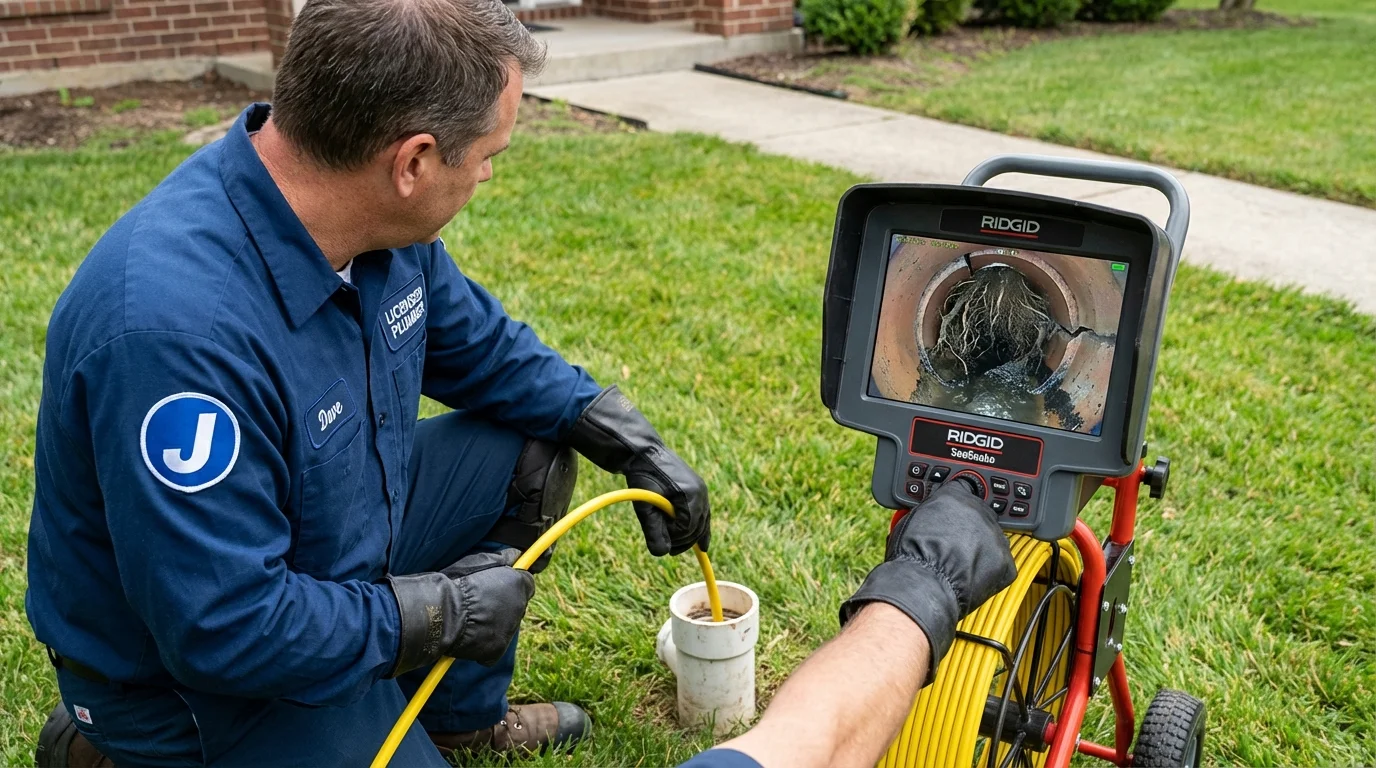 Sewer camera inspection being performed by Johns Plumbing LLC in Buckingham